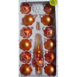 Sada vánočních ozdob+špice - oranžová Sada vánočních ozdob+špice - oranžová
